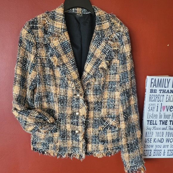 Tweed Raw frayed Comfy Blazer jacket - Picture 2 of 7